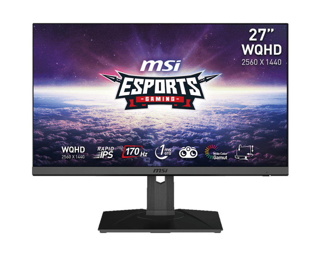 Picture of MSI 27" eSports Gaming Monitor (QHD) Rapid IPS 1ms 170Hz G-Sync Compatible HDR Ready HDMI Displayport Tilt Swivel Height Adjustable Pivot